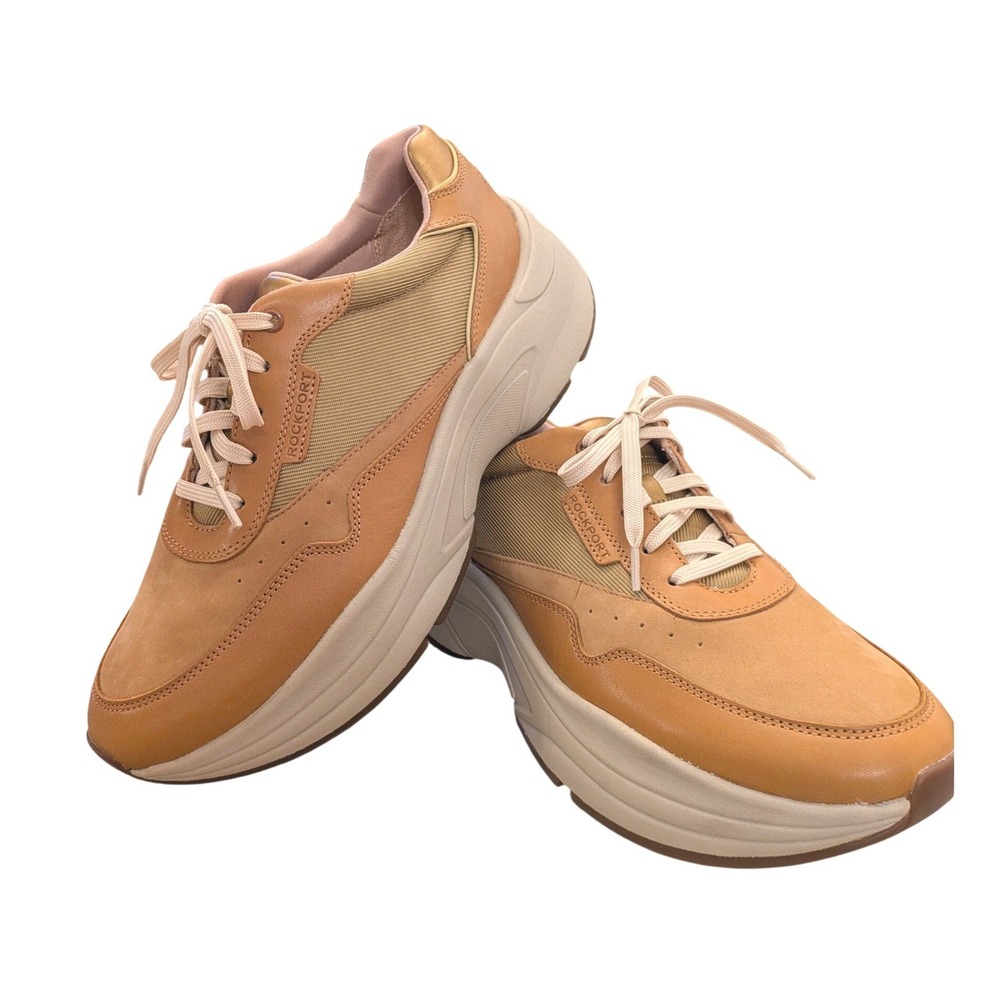 Rockport ProWalker Next Womens 9.5 W Tan Leather Chunky Walking Sneakers CI9957